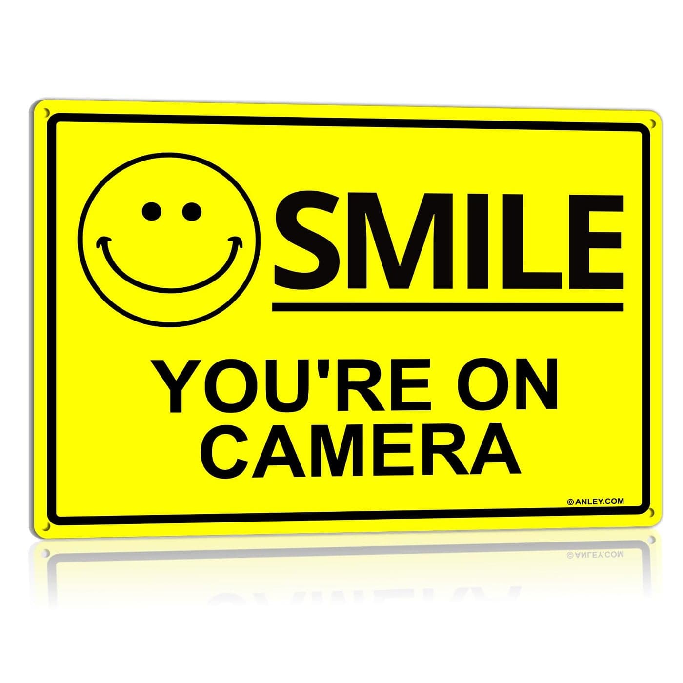 ANLEY Smile Youre on Camera Sign 7 X 10 In 40 Mil Thick RustFree Weatherproof Aluminum Video Surveillance Security Metal Warning Sign for Home Business IndoorOutdoor Use