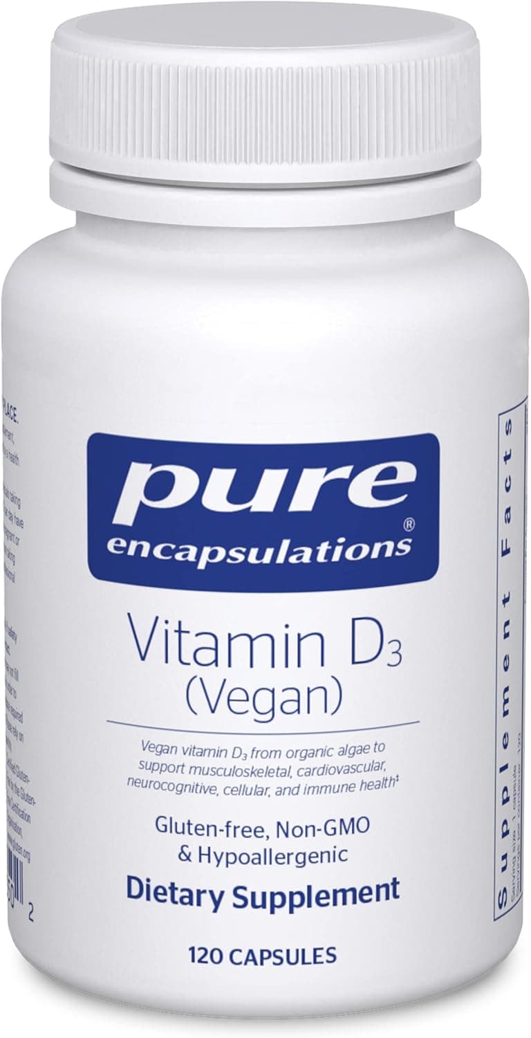 Pure Encapsulations Vitamin D3 Vegan Support for Musculoskeletal Cardiovascular Neurocognitive Cellular and Immune Health 120 Capsules