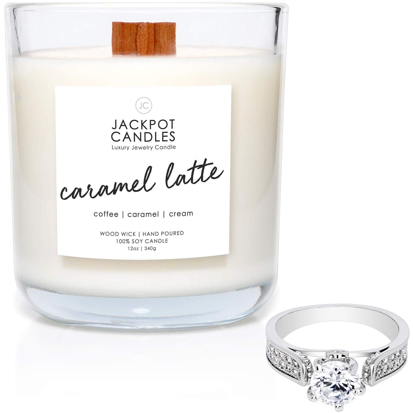Caramel Coffee Latte Candle with Ring Inside Surprise Jewelry Valued at 15 to 5000 Ring Size 8