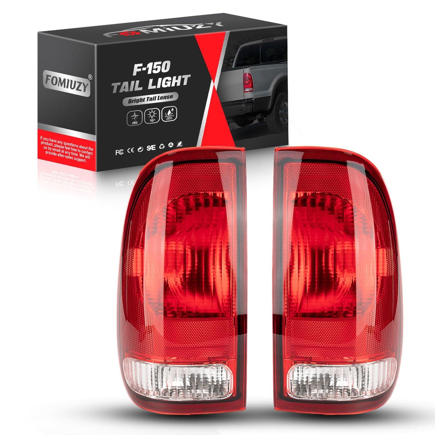 FOMIUZY Tail Lights Cover Fit for Ford F150 1999 2000 2001 2002 2003 F250 F350 F450 F550 Super Duty 19992004 2005 2006 2007 Rear Left Driver Right Passenger Back LensHarness Bulb Not Included
