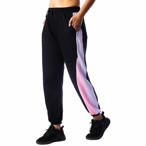 London Hills Track Pants Women's Cotton Regular Fit Mid Rise Joggers Track Pants Black