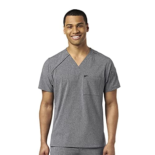 WonderWink Mens Men's Ez Zip Top Medical Scrubs, Grey Heather, Medium US