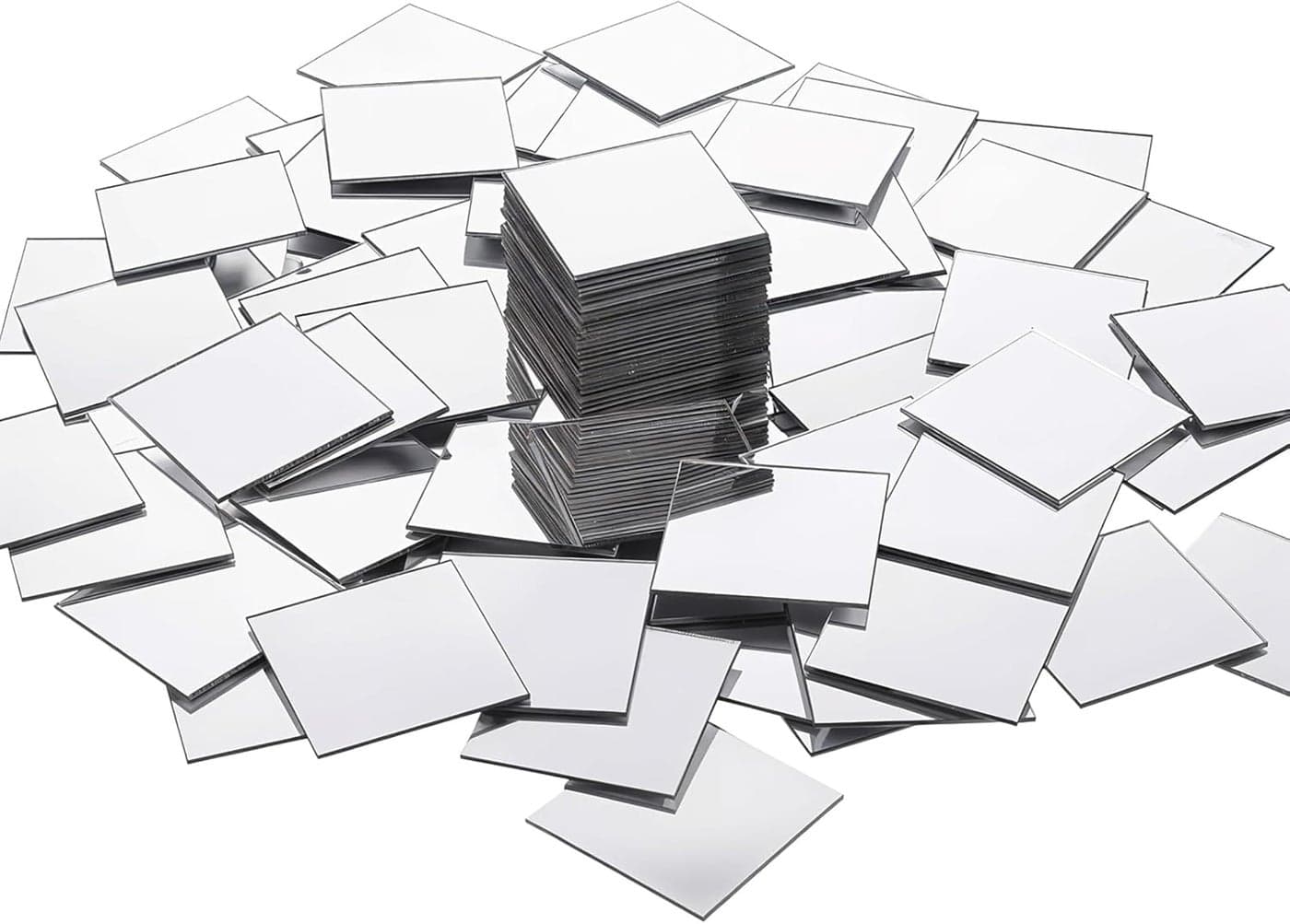 100 Pcs Square Mirror Adhesive Acrylic Mini Craft Mirrors, Small Mosaic Mirror Set for DIY Crafts, Scrapbooking & Home Wall Decor (1 Inch)
