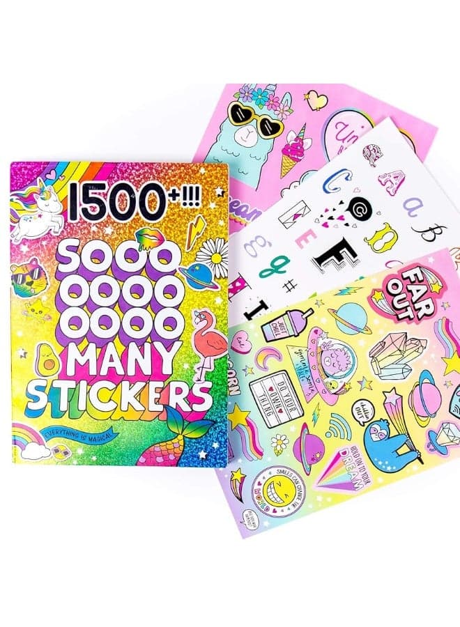 Just My Style 1500+ Stickers, Kawaii Y2K Sticker Book with Positivity Quotes, Sweet Treats, Unicorns, Fun Craft Stickers, for Girls Kids Teens Adults