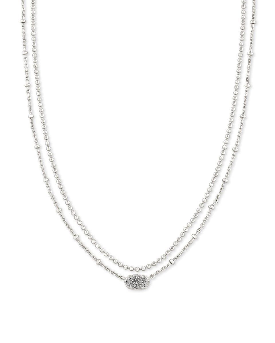 Kendra Scott Emilie Multi-Strand Necklace for Women, Fashion Jewelry, Rhodium-Plated, Platinum Drusy