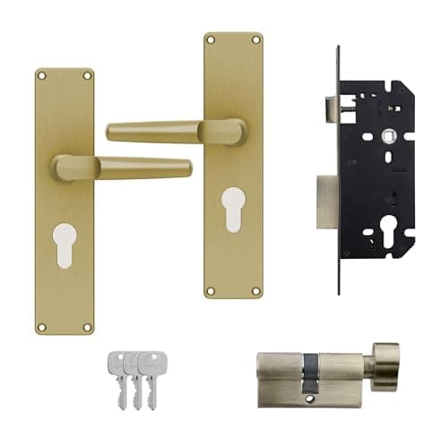 Godrej Mortise Lock I Handle Set 1CK EM01 I Antique Brass Finish I 6-Lever Lock I 3 Keys I Double Throw I 5" Handle I Left/Right Handed Door Operation I 5 Years Warranty