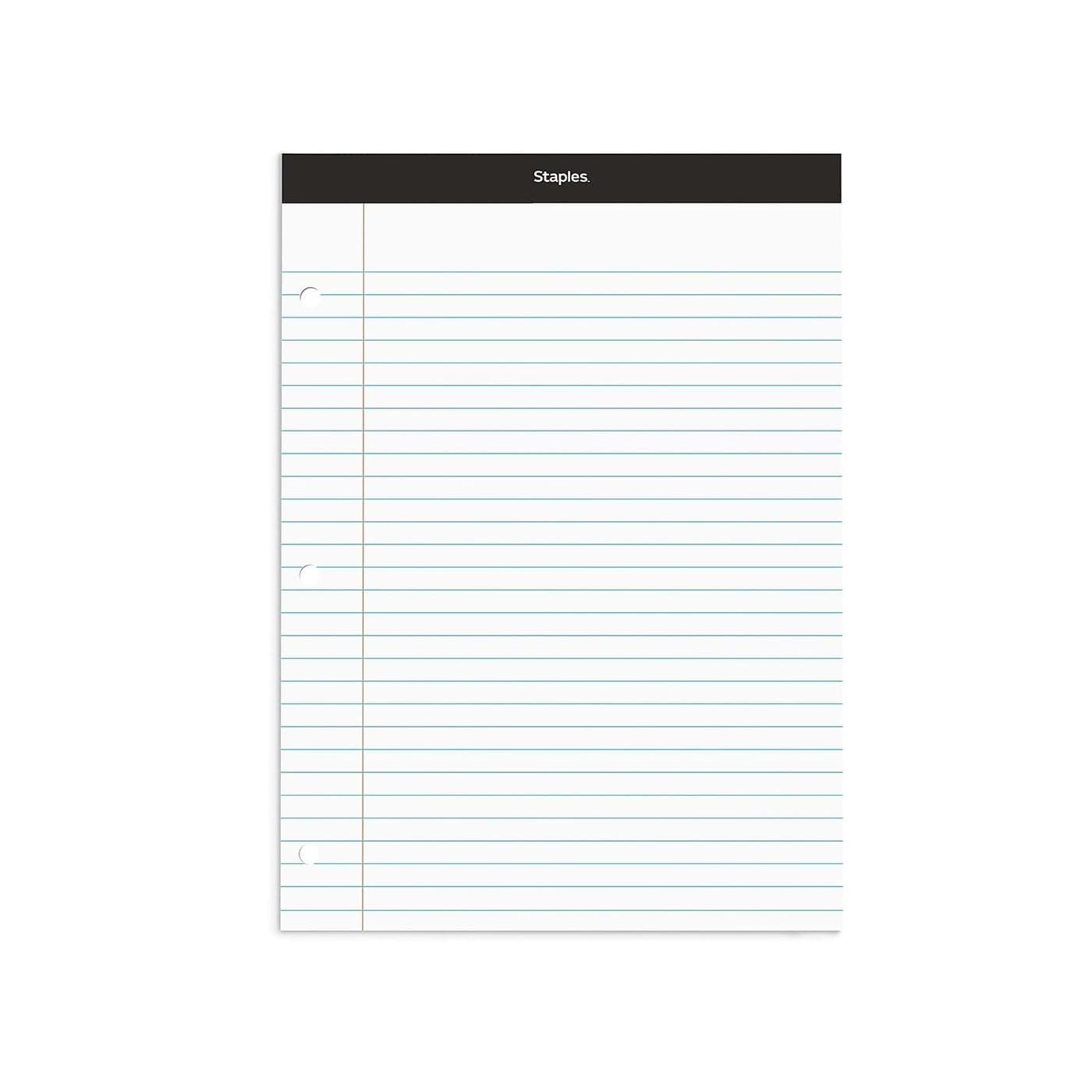 STAPLES 3Hole Double Pad White Narrow Ruled Each Unknown Binding