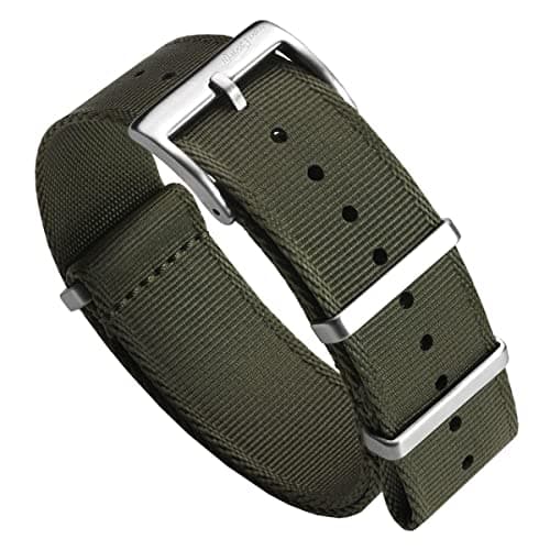 WatchGecko Swiss Quality Signature Military Nylon Watch Strap Nylon Mens Replacement Watch Band Rugged QuickDrying and Secure Wristwatch Strap for Outdoor Activities Green 21 mm