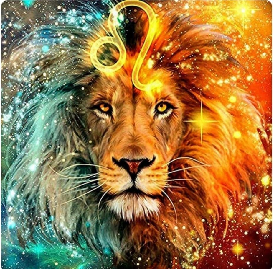 Zyomatiq DIY 5D Diamond Painting Kit Full Drill Rhinestone Embroidery Cross Stitch Pictures Art Kit for Adults Suitable for Home Wall Decor Peach Blossom Bridge 5D Lion