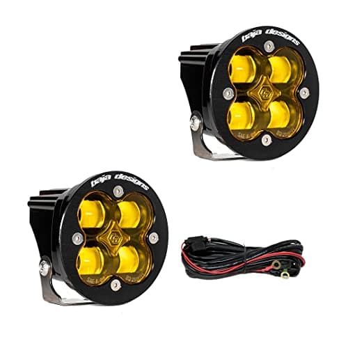 Baja Designs Squadron-R Amber SAE LED Auxiliary Fog Light Pod Pair with Wiring Harness 247816 - Universal