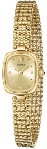 FIYTA Gold Watches for Women Vintage Ladies Wrist Watches Stainless Steel Dainty Small Gold Watch with Link Removal Tools and Gift Box for Women and Love Ones