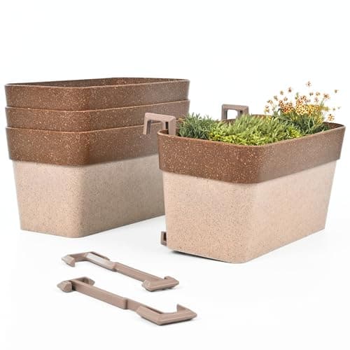 Eha Earth Friendly Duo Sling 11 inch Pots for Plants | Set of 4 Flower Pots for Home Decoration | Made with Bamboo Fibers, UV Protected Flower Pot | Hanging Planters for Living Room | Tortila