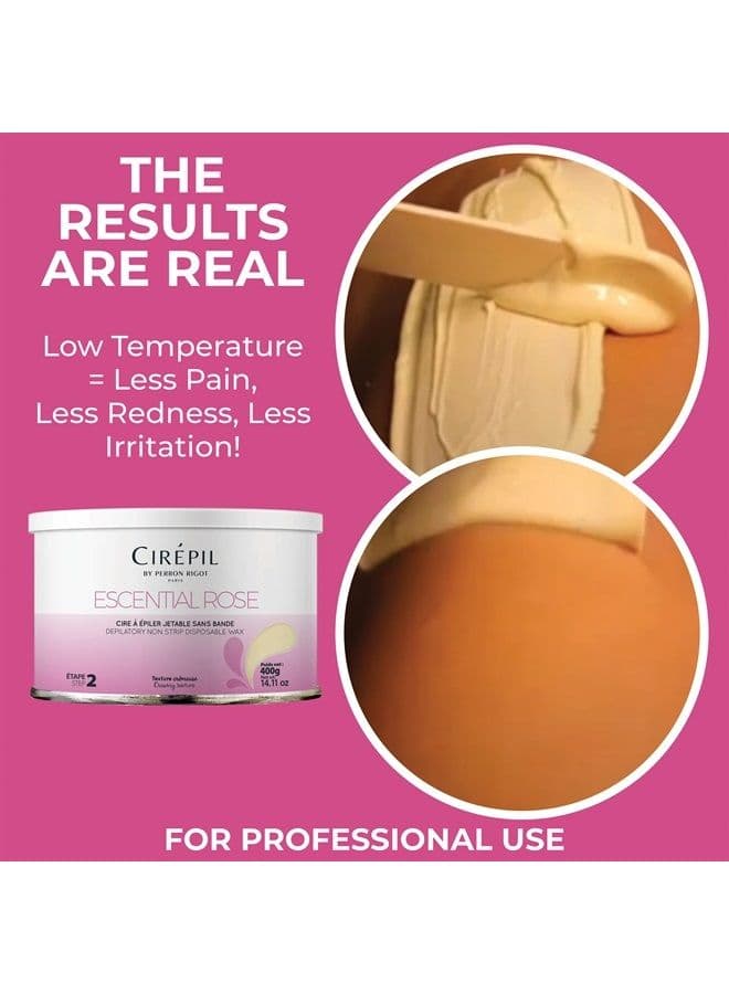 Escential Rose - 400g / 14.11 oz Wax Tin - Light Rose Scent - Creamy Texture - All-Purpose, Excellent for Short, Coarse or Shaved Hair - Easy Removal, No Strips Needed
