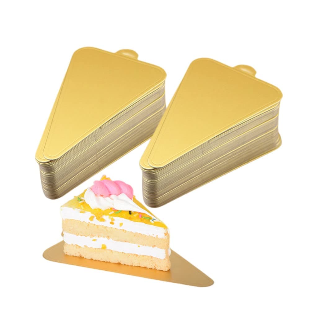 200Pcs Mini Dessert Plates Cake Boards4inch Triangle Cake BasesCake PlatesCardboard Cake RoundsGolden Paper Mousse Cake Boards for Cupcakes Cake Slices Treats Cheesecake