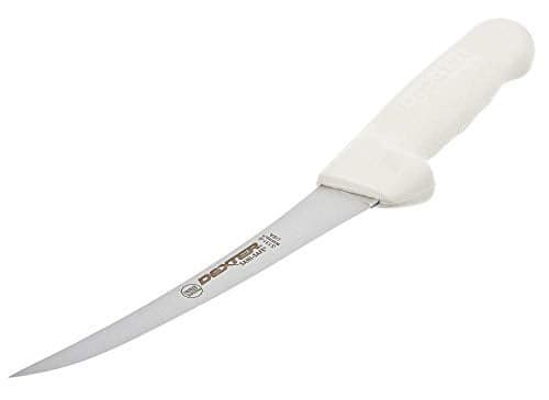 Dexter Russell S131-6PCP Sani-Safe 01493 Boning Knife, 6" Narrow Curved DEXSTEEL High Carbon Blade, Textured White Polypropylene Slip Resistant Handle, Meat Trimming and Kitchen Knife, USA Made
