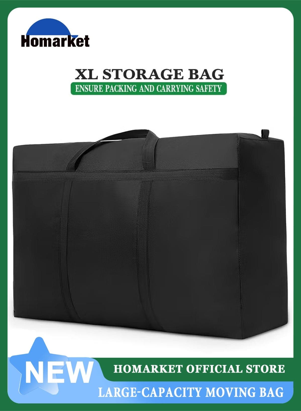 154L Extra Large Moving Bag with Strong Zippers & Handles | Heavy-Duty Storage Tote for Clothes, Bedding & Travel | Foldable, Waterproof Organizer for Moving and Space Saving