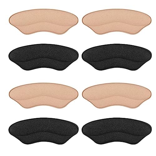 Heel Pads for Shoes That are Too Big, Heel Inserts for Women, Heel Grips for Womens Shoes, Heel Protectors, Heel Cushion Liners for Blisters Loose Shoes, Shoe Fillers (Foam RosybrownBlack 4Pairs)