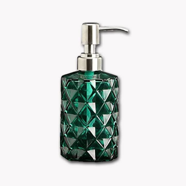 Euphoria Pack of 1 Empty Glass Soap Dispenser Set for Bathroom Wash Basin Liquid Handwash Dispenser Bottle with RustProof Plastic Pump Liquid Soap Dispenser Bottle for Hand 19 x 7 cm 400 Ml