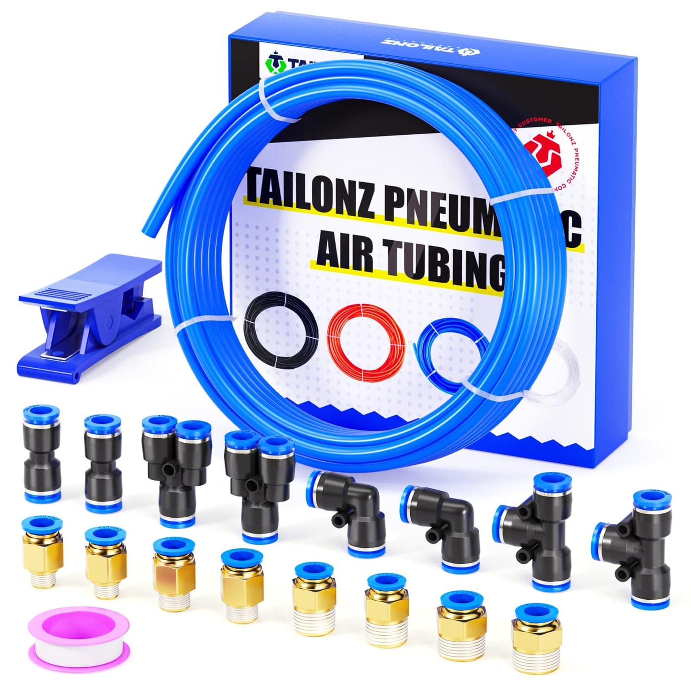 TAILONZ PNEUMATIC Blue 8mm or 516 OD 5mm ID Polyurethane PU Air Hose Pipe Tube Kit 10 Meter 328ft