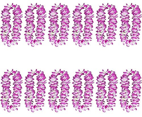 Yansanido 6 Pcs Thicken 41 Inch Purple Hawaiian Leis for Graduation Party Dance Party Photo Prop in Outdoors 6 Pcs
