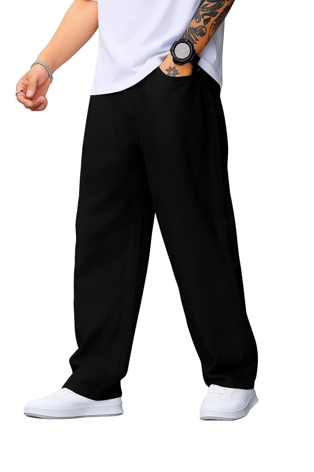 RAGZO Baggy Loose Fit Jeans Pant for Men Black