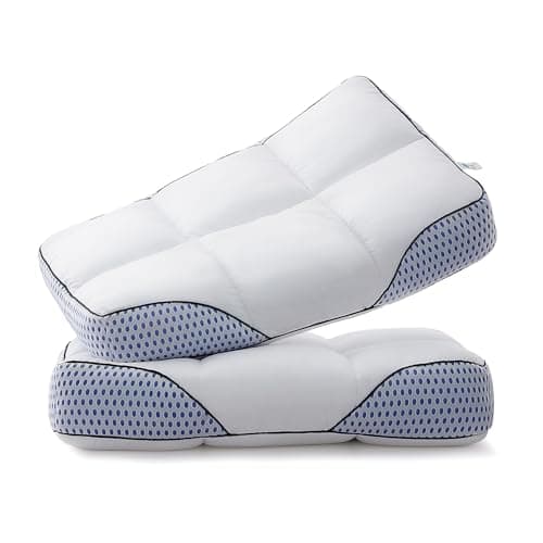 Glaciman Firm Shredded Memory Foam Bed Pillows Ergonomic Neck and Shoulder Support for Back and Side Sleepers Machine Washable Breathable Mesh Gusset Queen 15 x 25 x 4 Inch Pack of 2