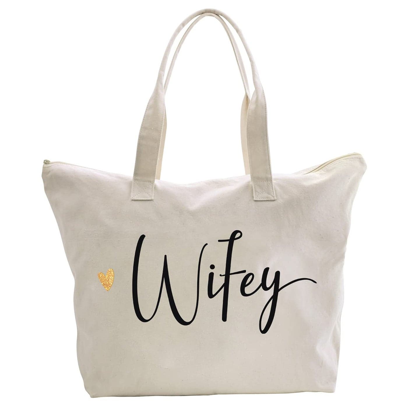 CARAKNOTS Wifey Bag Bride Gifts for Wedding Bridal Shower Engagement Anniversary Bachelorette Party Gifts for Bride to be Wife Canvas Beach Shoulder Tote Bag with Zip and Pocket