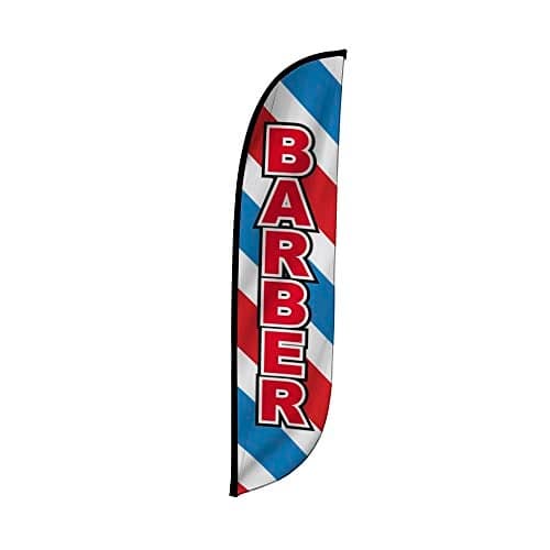 LookOurWay Feather Flag Banner - 12 Feet Tall Advertising Flags for Outdoor Business and Events Promotion - Swooper Flag Only - Business Flags - Barber (10M1200307)