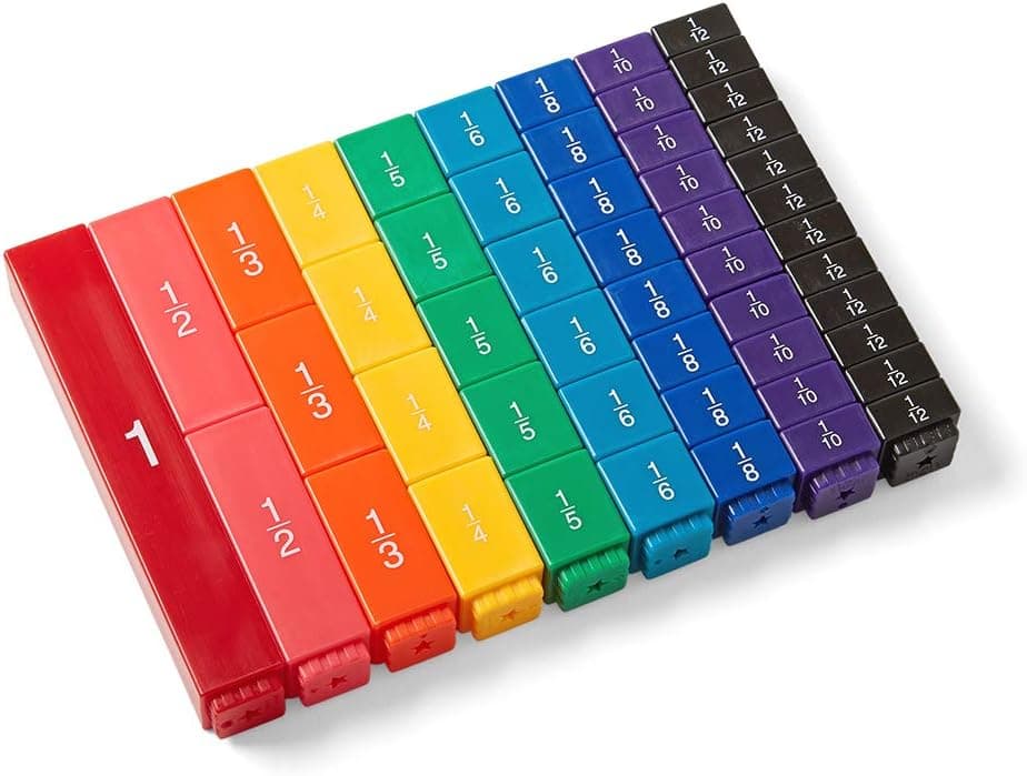 hand2mind Rainbow Fraction Tower Cubes Fraction Equivalency Math Blocks Montessori Math Materials for Kids Teacher Supplies for Math Classroom Math Manipulatives 4th Grade Set of 51