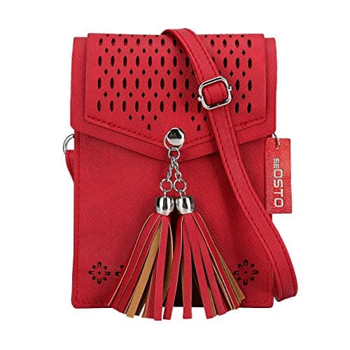 seOSTO Womens Small Crossbody Bag, Tassel Cell Phone Purse Holder Wallet
