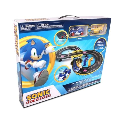 NKOK Sonic & Tails RC Slot Car Set Race Set Vehicle, Black, Cars Rase on Figure-8 Track, Features a Lap Counter, Perfect Item for Kids, Ages 5 and up