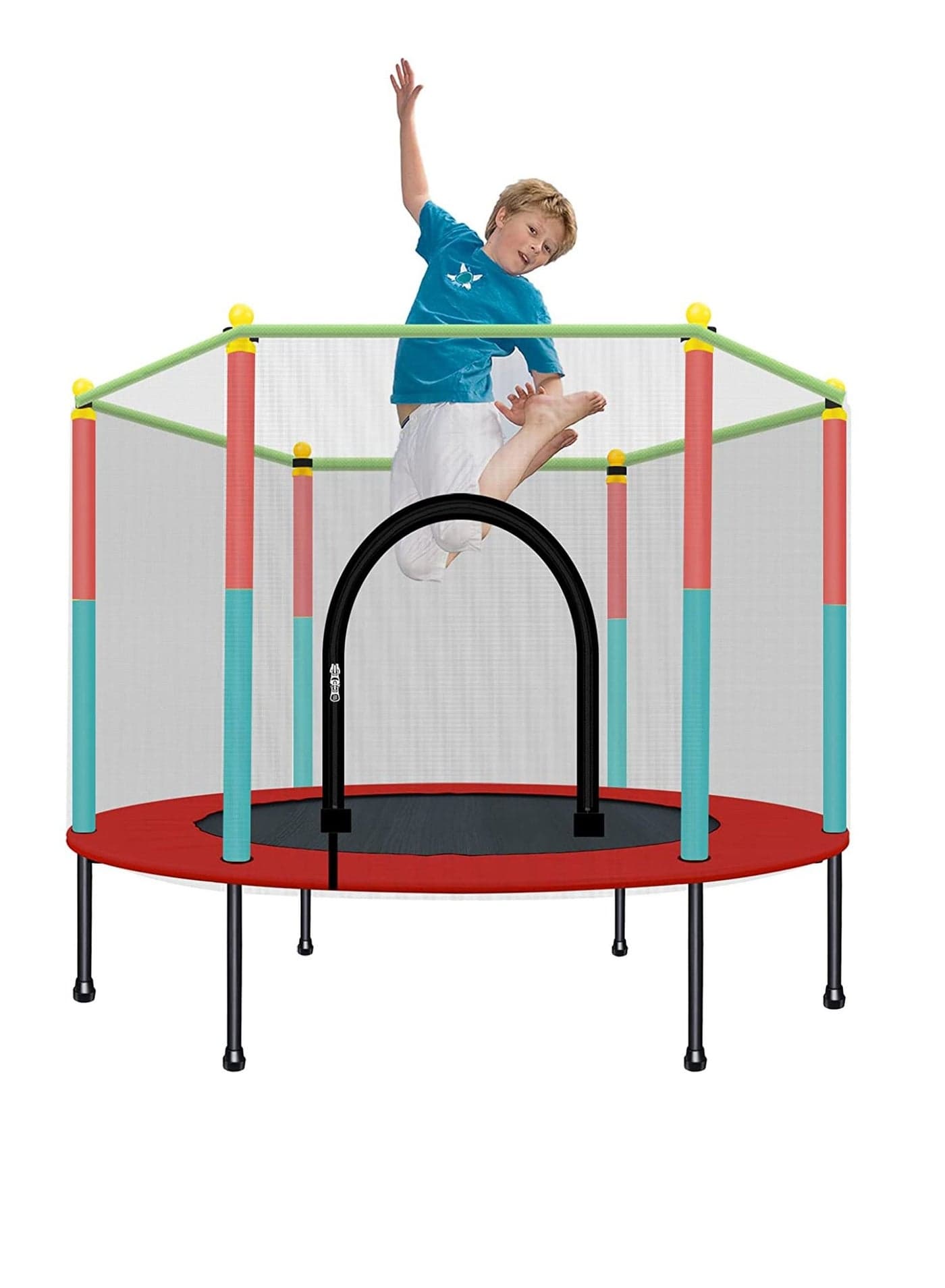 Indoor Round Trampoline Family Toy Small Home Jumping Bed Bounce Bed With Protective Wire Net For Kids