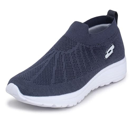 TRASE Sports Slip-On Shoes for Kids | Knitted Upper Lightweight Footwear for Boys & Girls | Comfortable EVA Sole and Breathable Shoes for Walking & Play (Dark Grey, 4 UK)