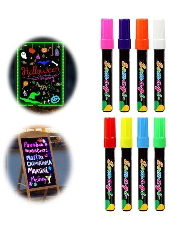 Erasable Chalk Markers Pens Set 8 Colors Colorful Graffiti Highlighter Marker for Flashing LED Lighted Board Blackboard Whiteboard Menu Message Board Glass Window Art-Chalk Pen Whiteboard Pen