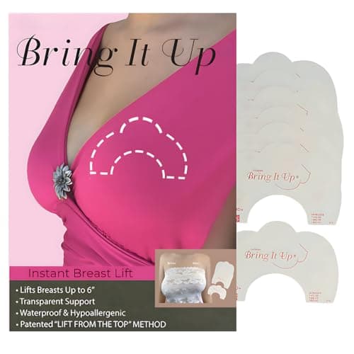 Bring It Up Instant Breast Lift-Boob Tape/Sticky Bra - Cup Sizes A-D, 8 Pairs - Works Great with Backless Bra or Strapless Bra/Waterproof BoobTape
