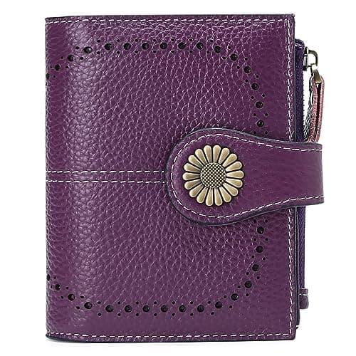 SENDEFN Small Womens Wallet Leather Bifold Card Holder RFID Blocking with Zipper Coin Pocket