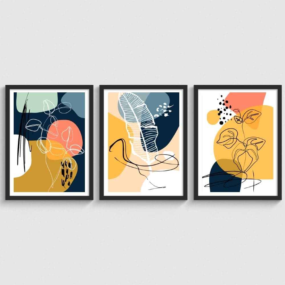 COLOSSAL ART HOUSE Set of 3 Abstract Wall Painting for Living Room Bedroom Painting for Wall Decoration 10x13 Inch Wall Decor Paintings