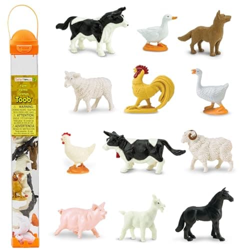 Safari Ltd Farm TOOB 12 Figurines Including Cow Pig Goat Horse and More Educational Toy Set For Boys Girls and Kids Ages 3
