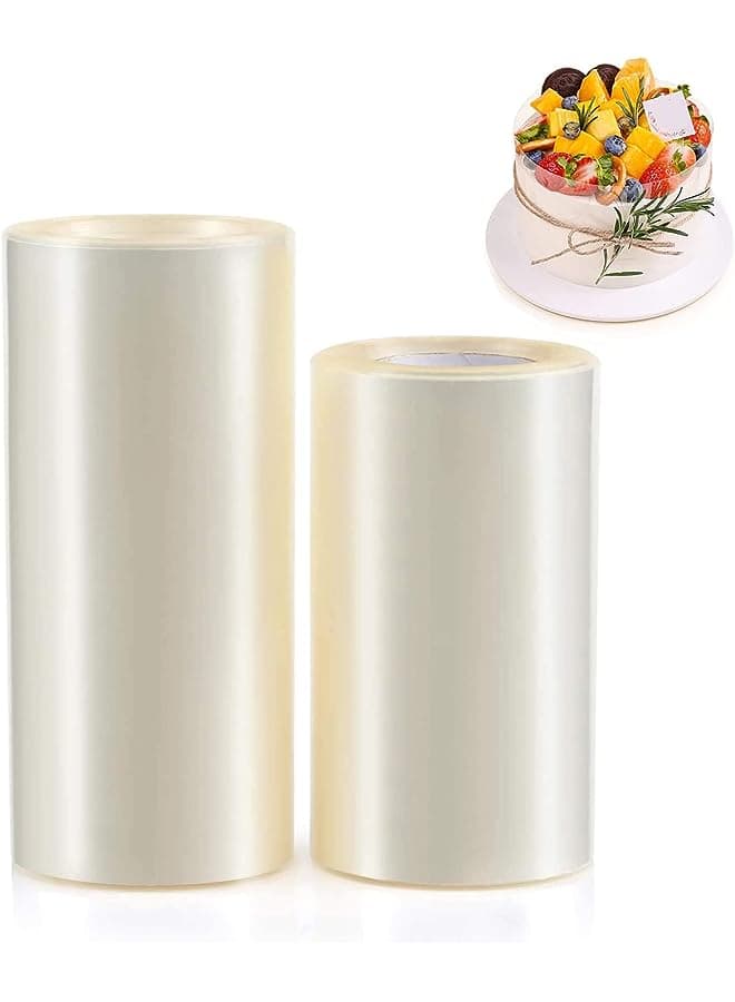 Cake Collar Baking Mousse Surrounding Edge Packaging Wrapping Tape Clear Acetate Strips Transparent Acetate Roll Mousse Cake Collar for Chocolate Mousse Baking Cake Decorating 2 Roll