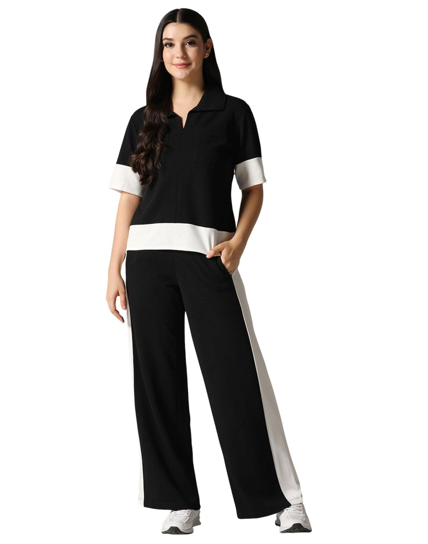 Selvia Women's Tops and Trouser Co ord Set| Lycra Dress for Woman Stylish (915CTK13141N-M_Black)