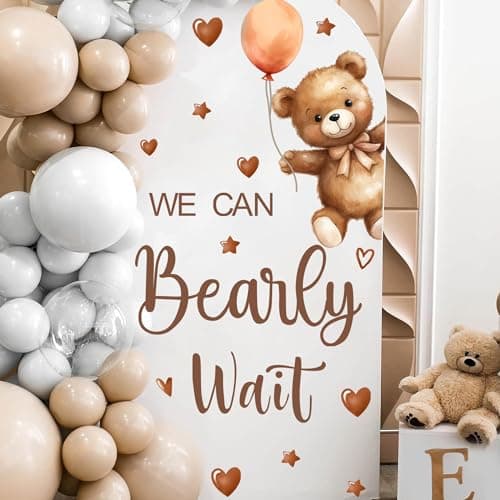 Baby Shower Sign Decorations Decal We Can Bearly Wait Sign for Backdrop Gender Reveal Party Decoration for Balloon Arch Boy or Girl Sticker Baby Bear Welcome Signs for Pregnancy Party Photo Background