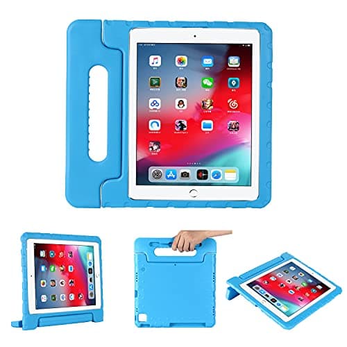 UUcovers Kids Case for Apple iPad Pro 12.9 inch 2022/2021/2020/2018 (6th/5th/4th/3rd Generation) with Pencil Holder/Rotating Kickstand Swivel Handle EVA Foam Shockproof Rugged Flip Stand Cover, Blue