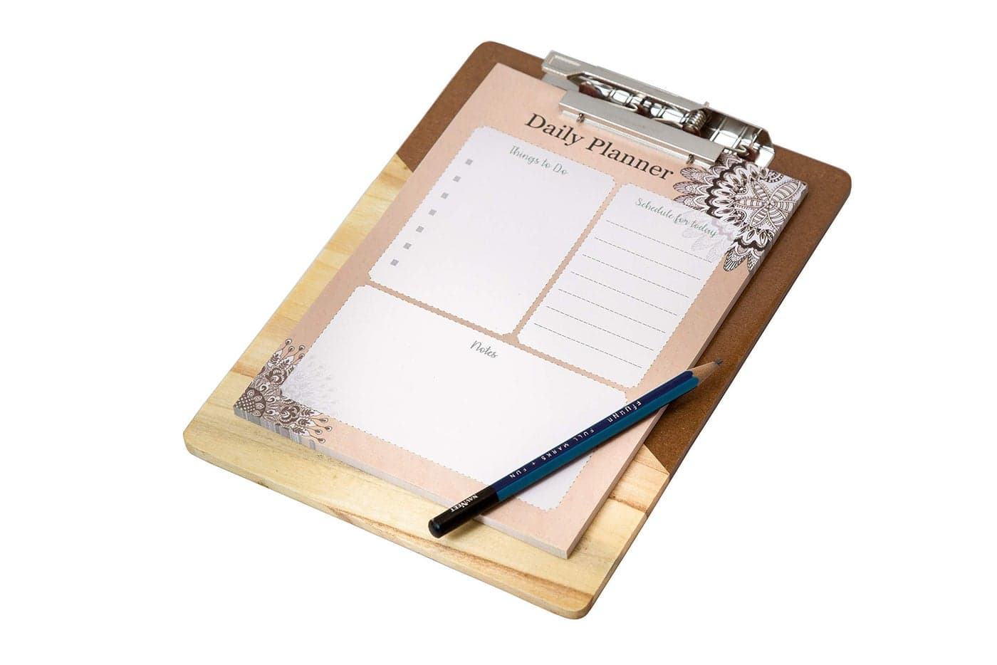 IVEI Wooden Clip Board with Daily Planner Sheets � Lightweight - Note Pad - Exam Board - Writing Pad - to-Do-List - Desk Organizer - Best Gift for Home, School, Office, etc Size � A5 - Orange