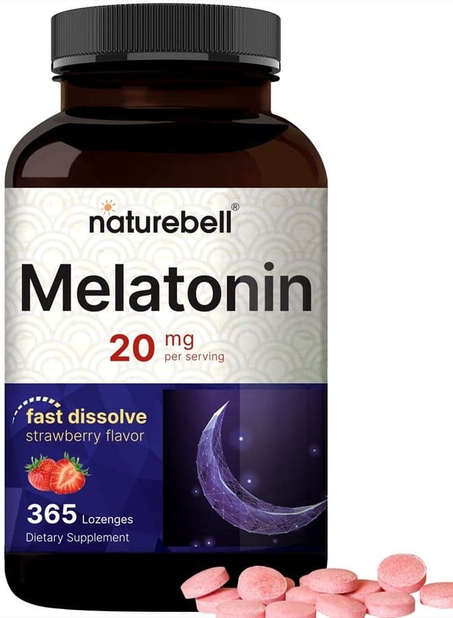 Melatonin 20Mg Nighttime Sleep Aid Fast Dissolve Strawberry 365 Lozenges