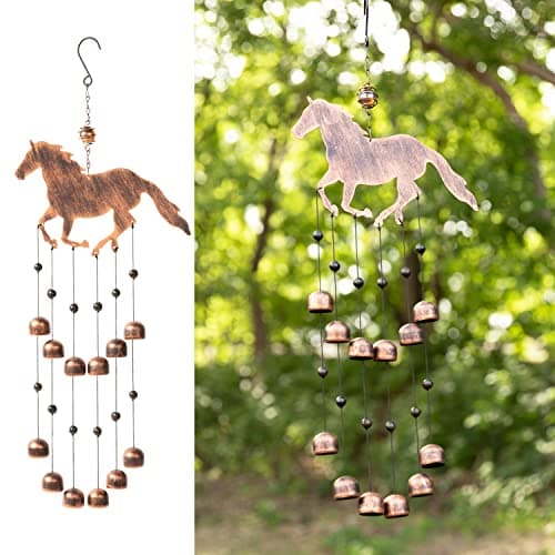 Dawhud Direct 24-inch H Galloping Horse Wind Chimes for Outside Unique - Moon Decor - Galloping Horse Windchimes - Outdoor Decorations - Garden Decoration, Gift for Women, Mom, Grandma, Unisex