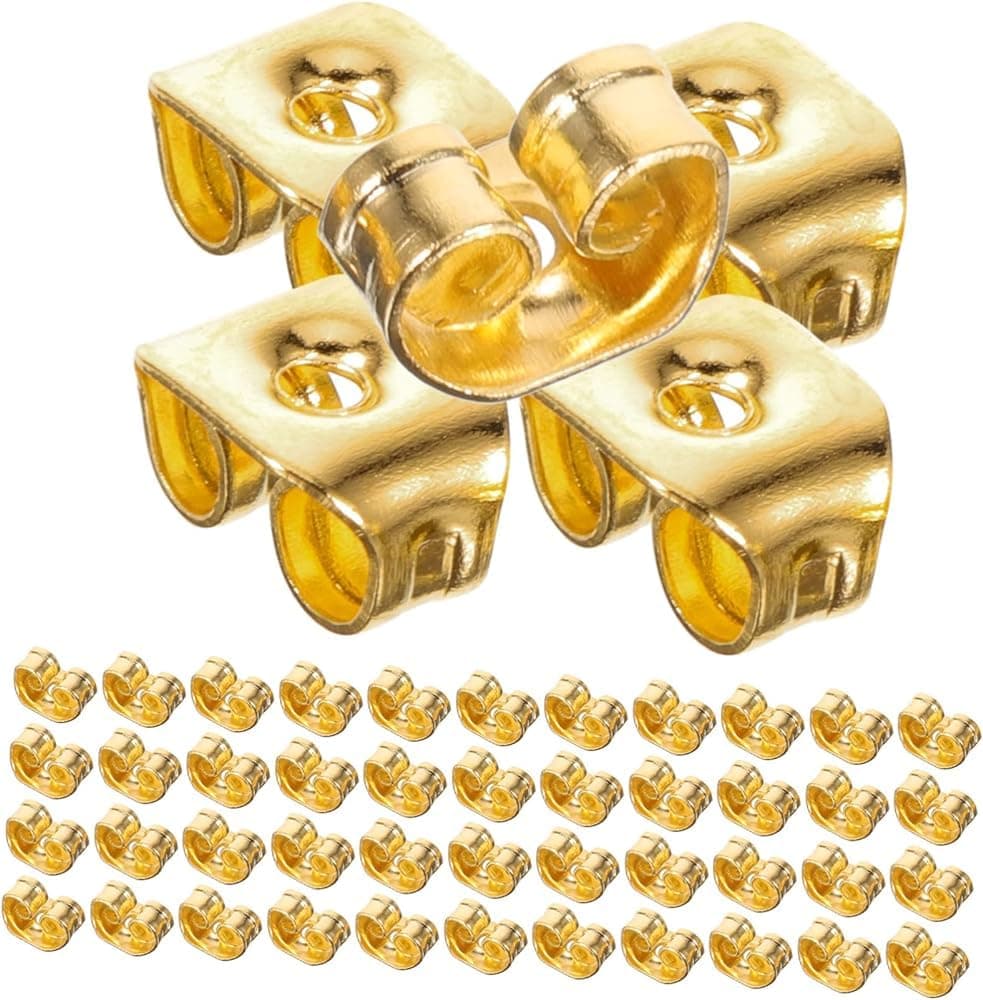 Brass Butterfly Earring Back Stopper (50 Pcs) – Secure Earring Backs for Studs, Earring Stopper, Earrings Back Stopper, Earring Safety Backs & Ear Lobe Support