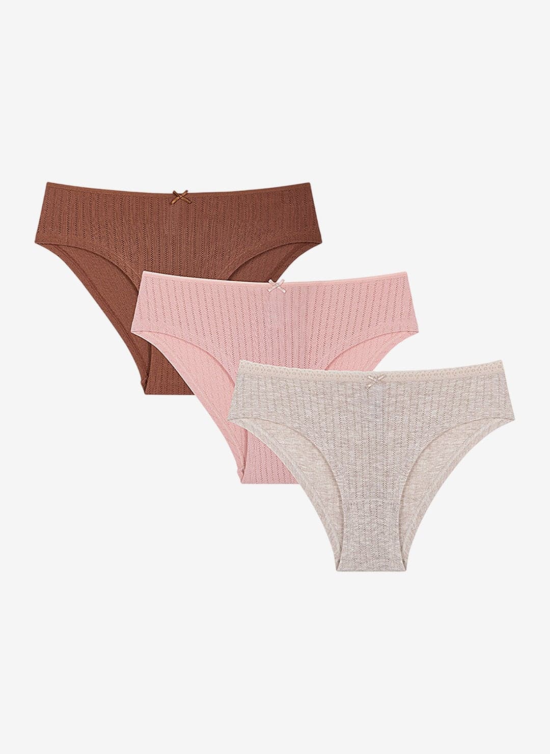 Women Angel Wing Pointel Hipster Multicolour 3-Pack Briefs