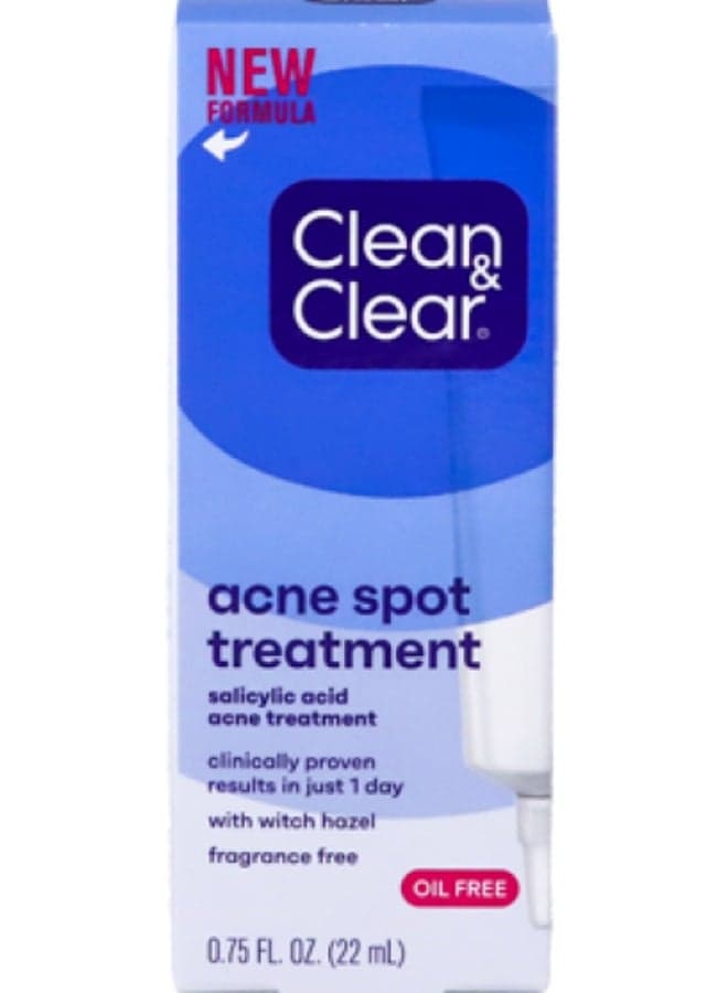 Acne Spot Treatment Gel Cream with 2% Salicylic Acid, Oil-Free Topical Acne Treatment with Witch Hazel for Clinically Proven Results in 1 Day, Fragrance Free, 0.75 fl. oz
