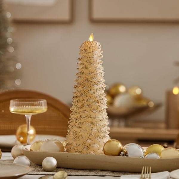 Luminara Christmas North Tree Flameless LED Candle White Swan 134 Battery Operated Moving Flame Real Wax Unscented Safe Timer Home Decor Convenient
