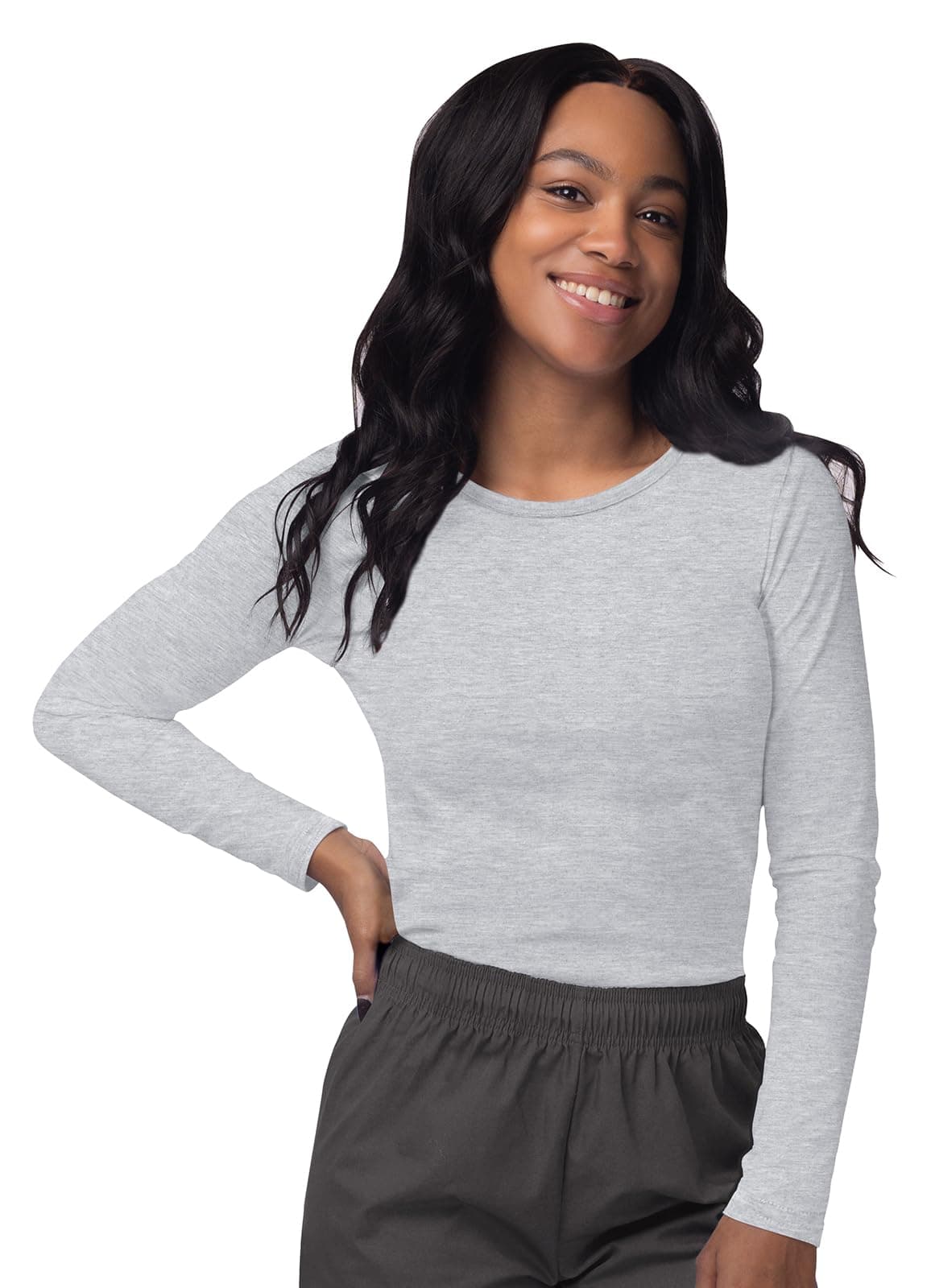 Sivvan Scrubs for Women - Long Sleeve Comfort Underscrub Tee - S8500 - Marl Gray - S